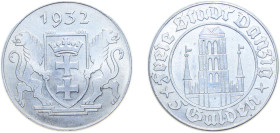 Poland Free city of Danzig 1932 5 Gulden (Marienkirche) Silver (.500) 15g UNC KM156
