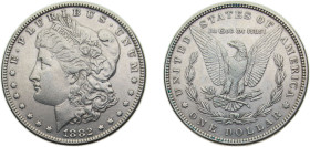 United States Federal republic 1882 1 Dollar "Morgan Dollar" Silver (.900) (.100 copper) Philadelphia mint 26.73g AU KM110