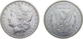 United States Federal republic 1887 1 Dollar "Morgan Dollar" Silver (.900) (.100 copper) Philadelphia mint 26.73g UNC KM110