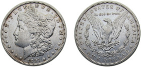 United States Federal republic 1891O 1 Dollar "Morgan Dollar" Silver (.900) (.100 copper) New Orleans mint 26.73g XF KM110