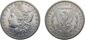 United States Federal republic 1897S 1 Dollar "Morgan Dollar" Silver (.900) (.100 copper) San Francisco mint 26.73g AU KM110