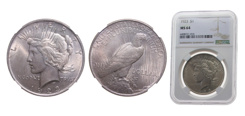 United States Federal republic 1923 1 Dollar "Peace Dollar" Silver (.900) Philad...