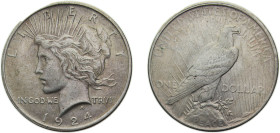 United States Federal republic 1924 1 Dollar "Peace Dollar" Silver (.900) Philadelphia mint 26.73g AU KM150