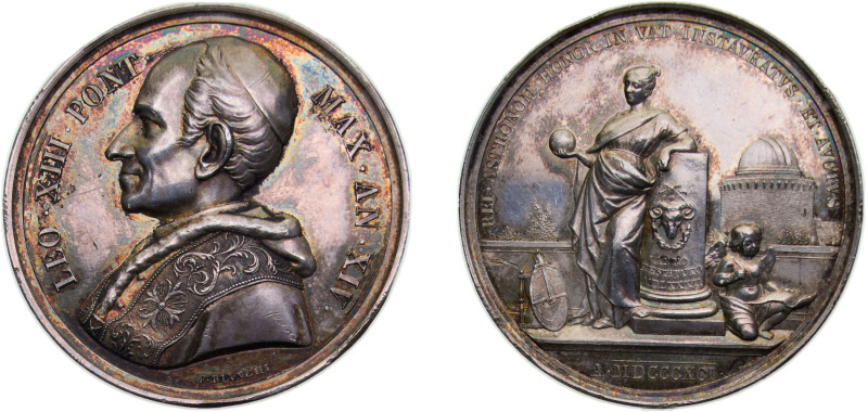 Vatican City City State 1891//XIV Medal - Leo XIII, Observatory Silver 37.5g UNC...