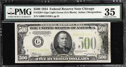 Fr. 2201-Glgs. 1934 Light Green Seal $500 Federal Reserve Note. Chicago. PMG Choice Very Fine 35.

Estimate: $1800.00- $2200.00