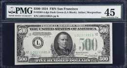 Fr. 2201-Ldgs. 1934 Dark Green Seal $500 Federal Reserve Note. San Francisco. PMG Choice Extremely Fine 45.

Estimate: $2400.00- $3000.00