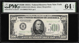 Fr. 2202-B. 1934A $500 Federal Reserve Note. New York. PMG Choice Uncirculated 64 EPQ.

Estimate: $5000.00- $6000.00