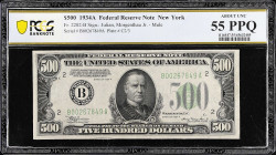 Fr. 2202-B. 1934A $500 Federal Reserve Mule Note. New York. PCGS Banknote About Uncirculated 55 PPQ.

Estimate: $3200.00- $3800.00