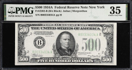 Fr. 2202-B. 1934A $500 Federal Reserve Note. New York. PMG Choice Very Fine 35.

Estimate: $1800.00- $2200.00