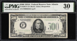 Fr. 2202-F. 1934A $500 Federal Reserve Note. Atlanta. PMG Very Fine 30.

Estimate: $1700.00- $2100.00
