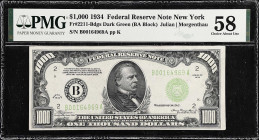 Fr. 2211-Bdgs. 1934 Dark Green Seal $1000 Federal Reserve Note. New York. PMG Choice About Uncirculated 58.

Estimate: $5000.00- $6000.00