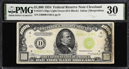 Fr. 2211-Dlgs. 1934 Light Green Seal $1000 Federal Reserve Note. Cleveland. PMG Very Fine 30.

Estimate: $3300.00- $3800.00