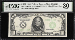 Fr. 2211-Gdgsm. 1934 Dark Green Seal $1000 Federal Reserve Mule Note. Chicago. PMG Very Fine 30.

Estimate: $3300.00- $3800.00