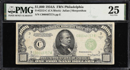 Fr. 2212-C. 1934A $1000 Federal Reserve Note. Philadelphia. PMG Very Fine 25.

Estimate: $2800.00- $3200.00