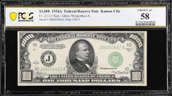 Fr. 2212-J. 1934A $1000 Federal Reserve Note. Kansas City. PCGS Banknote Choice About Uncirculated 58.

Estimate: $5000.00- $6000.00