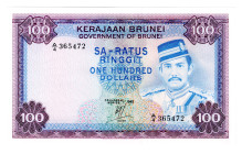 Brunei 100 Ringgit 1982
P# 10c, # A/4 365472; UNC
