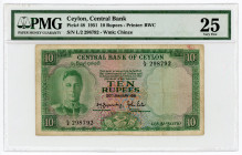 Ceylon 10 Rupees 1951 PMG 25
P# 48, N# 202278; # L/2 298792; VF