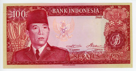 Indonesia 100 Rupiah 1960 (1964)
P# 86a, N# 230612; # TAE080677; WMK: Sukarno; UNC