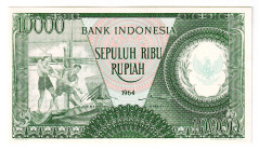 Indonesia 10000 Rupiah 1964
P# 101, N# 317390; # KWR04692; UNC