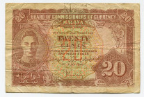 Malaya 20 Cents 1941 (1945)
P# 9, N# 214599; VF