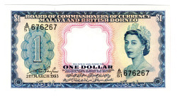 Malaya and British Borneo 1 Dollar 1953
P# 1, N# 214916; # A/51 676267; Rare condition; UNC