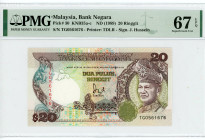 Malaysia 20 Ringgit 1989 (ND) PMG 67 EPQ Superb Gem UNC
P# 30, # TG0561676