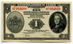 Netherlands Indies 1 Gulden 1943
P# 111a, N# 204901; # AF084608; VF-XF