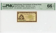 Hong Kong 1 Cent 1941 (ND) PMG 66 EPQ Gem Uncirculated
P# 313b, # A9212488