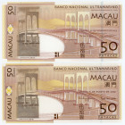 Macao 2 x 50 Patacas 2009 -2013
P# 81A, N# 204224; # AE048766, AJ574415; UNC