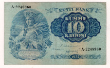 Estonia 10 Krooni 1937
P# 67a, N# 208745; # A-2248960; VF