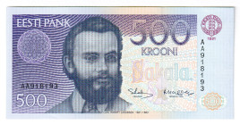Estonia 500 Krooni 1991
P# 75a, # AA918193; UNC