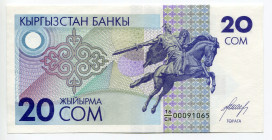 Kyrgyzstan 20 Som 1993
P# 6, N# 204819; # 16CH-00091065; UNC