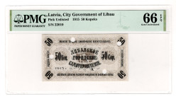 Latvia Libava 50 Kopeks 1915 PMG 66 EPQ
NL, UNC