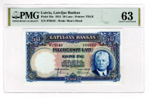 Latvia 50 Latu 1934 PMG 63
P# 20a, N# 220368; # 970049; UNC