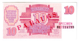 Latvia 10 Roubles 1992 Specimen
P# 38s, N# 202658; # BE714799; UNC