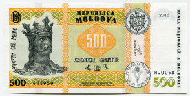 Moldavia 500 Lei 2015
P# 27, # H.0058 415959; UNC