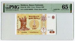 Moldavia 1 Lei 2010 Solid #6's PMG 63 EPQ
P# 8h, N# 202816; # A.0169 666666; UNC