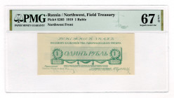 Russia - Northwest Udenich Army 1 Rouble 1919 PMG 67 EPQ
P# S203, N# 228642; UNC