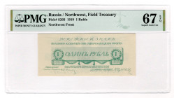Russia - Northwest Udenich Goverment 1 Rouble 1919 PMG 67 EPQ
P# S203, N# 228642; UNC