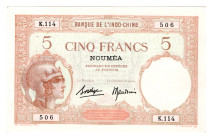 New Caledonia 5 Francs 1926 (ND)
P# 36b, N# 216078; # K.114 506; UNC-