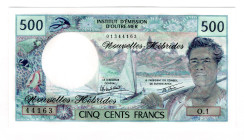 New Hebrides 500 Francs 1970 - 1981
P# 19c, N# 207297; # 1344163; UNC