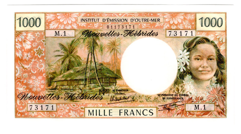 New Hebrides 1000 Francs 1970 - 1980 (ND)
P# 20c, # M1 73171; UNC