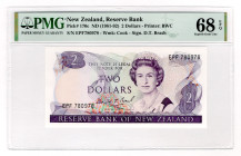 New Zealand 2 Dollars 1981 - 1992 (ND) PMG 68 EPQ
P# 170c, # EPF 780978; UNC