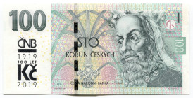 Czech Republic 100 Korun 2019 100 Years of Czechoslovak Currency
P# 28a, N# 294687; # M11 000822; 100 Years of Czechoslovak Currency; UNC