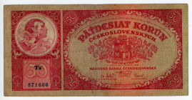 Czechoslovakia 50 Korun 1929
P# 22a, N# 285771; # Ta 871686; F