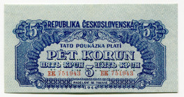 Czechoslovakia 5 Korun 1944 Specimen
P# 46s, N# 227063; # EK 751943; Perforated Specimen; UNC