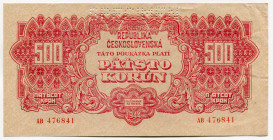 Czechoslovakia 500 Korun 1944 Specimen
P# 49s, N# 277698; # AB 476841; Perforated Specimen; XF+
