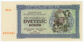 Czechoslovakia 2000 Korun 1945 Specimen
P# 50As, N# 285792; # 23 Jn 035587; UNC