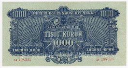 Czechoslovakia 1000 Korun 1944 Specimen
P# 50s, N# 285780; # AA 198553; Perforated Specimen; XF