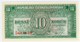 Czechoslovakia 10 Korun 1945 (ND)
P# 60a, N# 207050; # R/F 625820; UNC